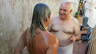 Old Man Showers Young Beach Encounter - Paty Butt'S Big Ass Gets The Treatment