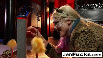 Leya The Feline Receives Assistance From Jen Hexxx In A Milk Enema Session