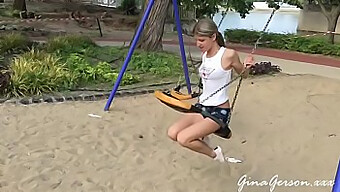 Public Display Of Amateur Skinny Blonde'S Training Session