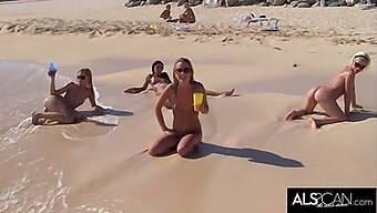 Six Sexy Lesbians Indulge In Outdoor Fun On A Public Beach