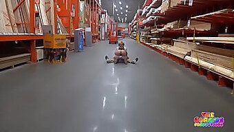 Brunette Gives A Hardcore Blowjob In The Home Depot