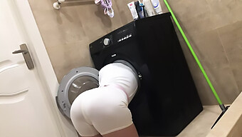 Amateur Stepsister'S Washing Machine Mishap Captured On Hidden Camera