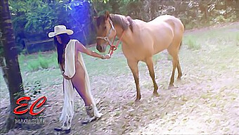 Natural-Titted Candy Rides Like A Pro In Cowgirl Style