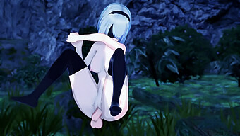 Yorha 2b Si Gode Un Selvaggio 3d Da Dietro Nella Foresta