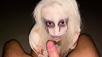 A Fetishistic Wife Craves Semen In A Halloween-Themed Video